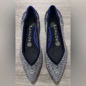 Rothy’s The Point Navy Blue Houndstooth Ballet Flat Size 7